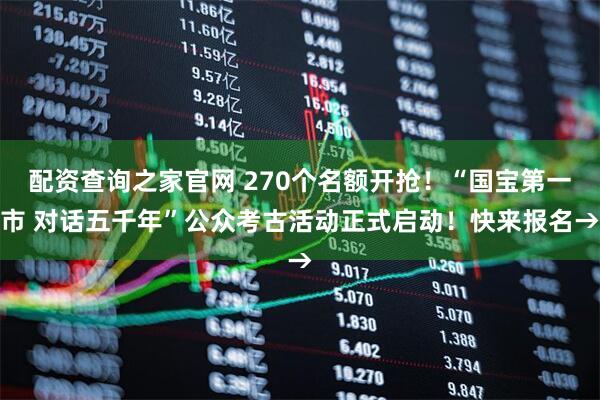 配资查询之家官网 270个名额开抢！“国宝第一市 对话五千年”公众考古活动正式启动！快来报名→